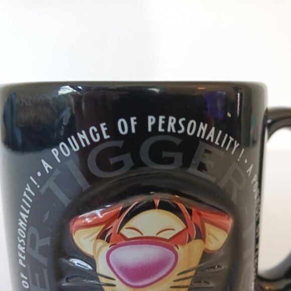Disney Store Tigger Pooh 3D Black Coffee Mug Cup A Pounce of Personality 4" Tall - Picture 4 of 8